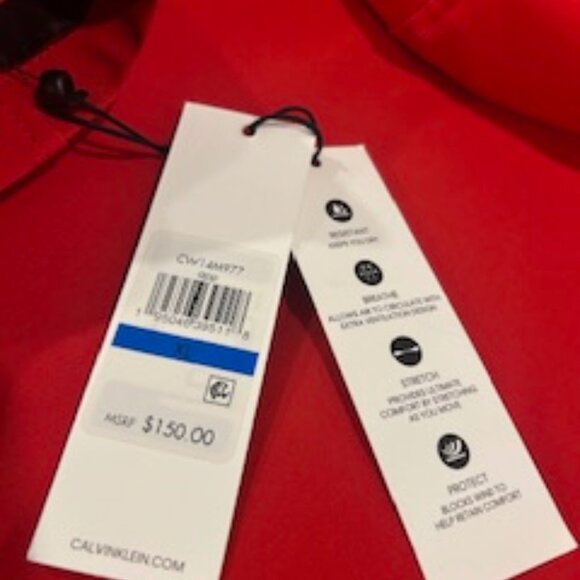 NEW Calvin Klein Candy Apple Red Hooded Rain Coat – Water Resistant Size XL - Picture 4 of 6